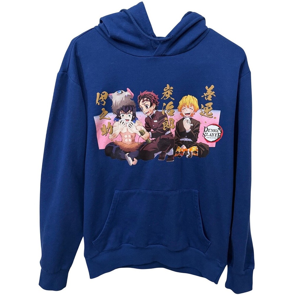 Demon Slayer Kimetsu no Yaiba Blue Hoodie Tanjiro Zenitsu Inosuke Anime Medium